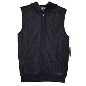 Lightweight Zip Front Hooded Puffer Vest Black Size S NWT
